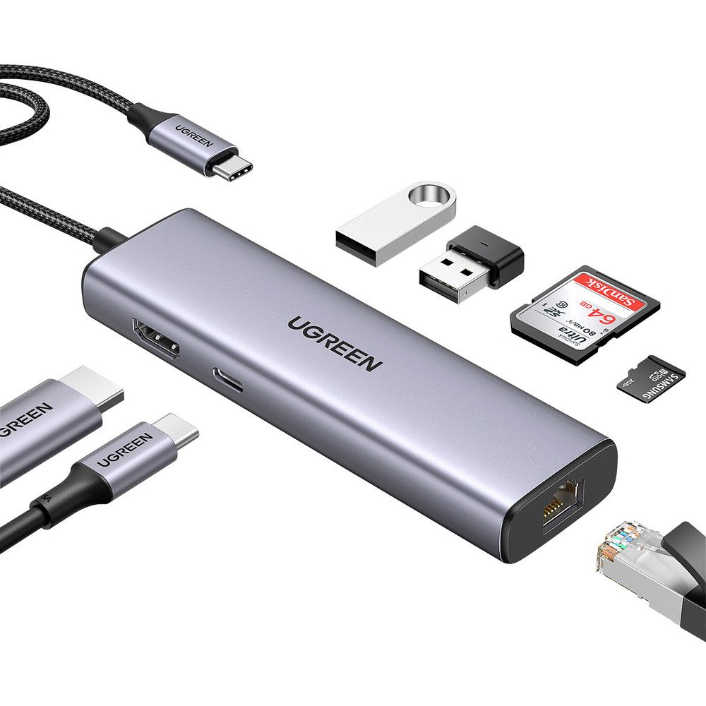UGREEN Laptop-Dockingstation UGREEN USB-C® Dockingstation USB-C Hub (7-IN-1) 4K HDMI Passend für M