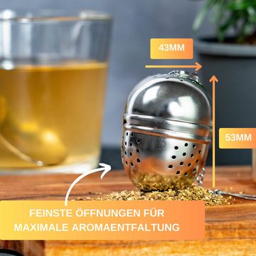 Thiru Teesieb Premium Teeei & Gewürzsieb Edelstahl inkl. Untersetzer, (1-St)