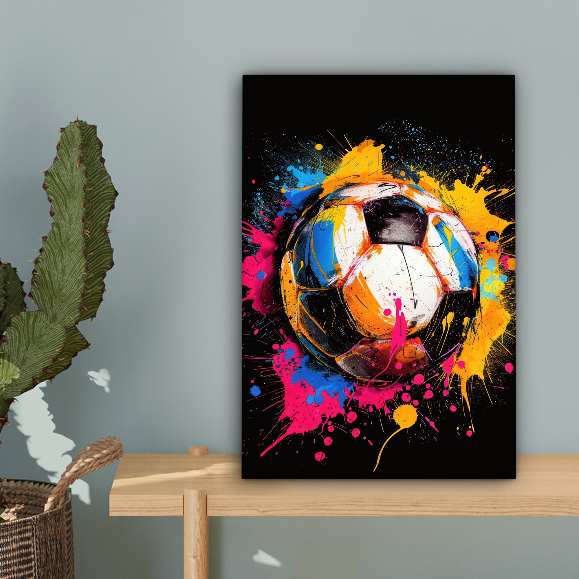 OneMillionCanvasses® Leinwandbild Graffiti - Sport - Fußball - Farbe - Ball, Fotodruck (1 St), Wandbild, Deko Schlafzimmer Wohnzimmer Flur 20x20 cm – Bild 3 von 5