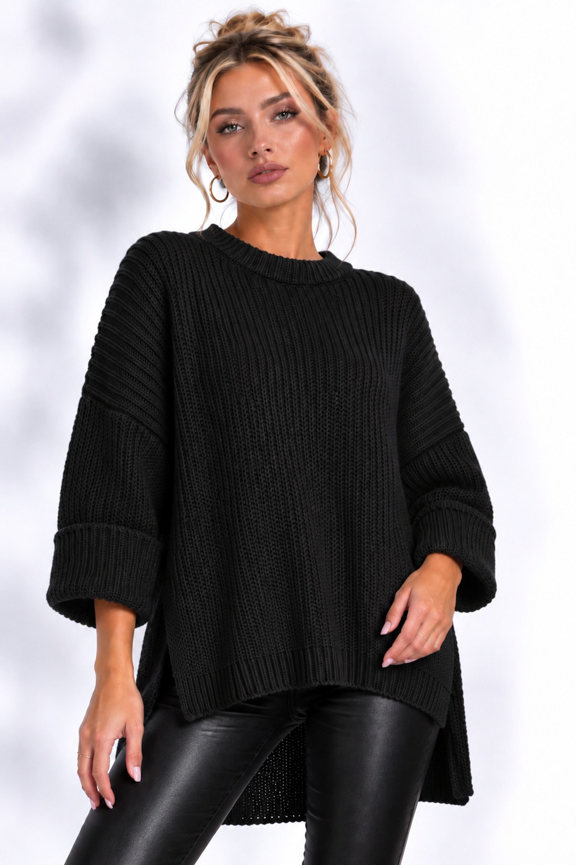 Worldclassca Longpullover WORLDCLASSCA Damen Oversize Strickpulllover Lang Pulli Neue Kollektion - Stilvolle und gemütliche Strickmode für Damen