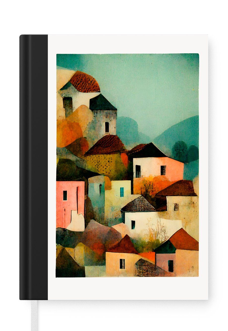 MuchoWow Notizbuch Italien - Architektur - Dorf - Pastell - Kunst, Journal, Merkzettel, Tagebuch, Notizheft, A5, 98 Seiten, Haushaltsbuch