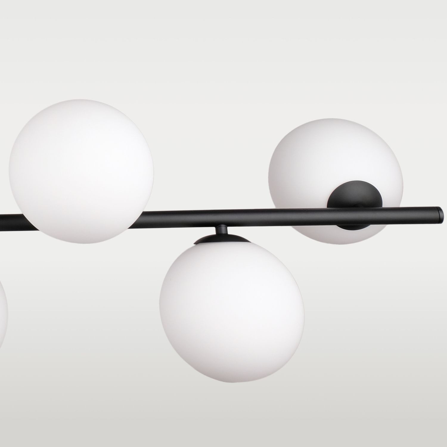 Licht-Erlebnisse Pendelleuchte TALVIK, ohne Leuchtmittel, Schwarz Weiß 110 cm lang H: max. 91 cm Metall Glas 7x G9 Kugel Schirm