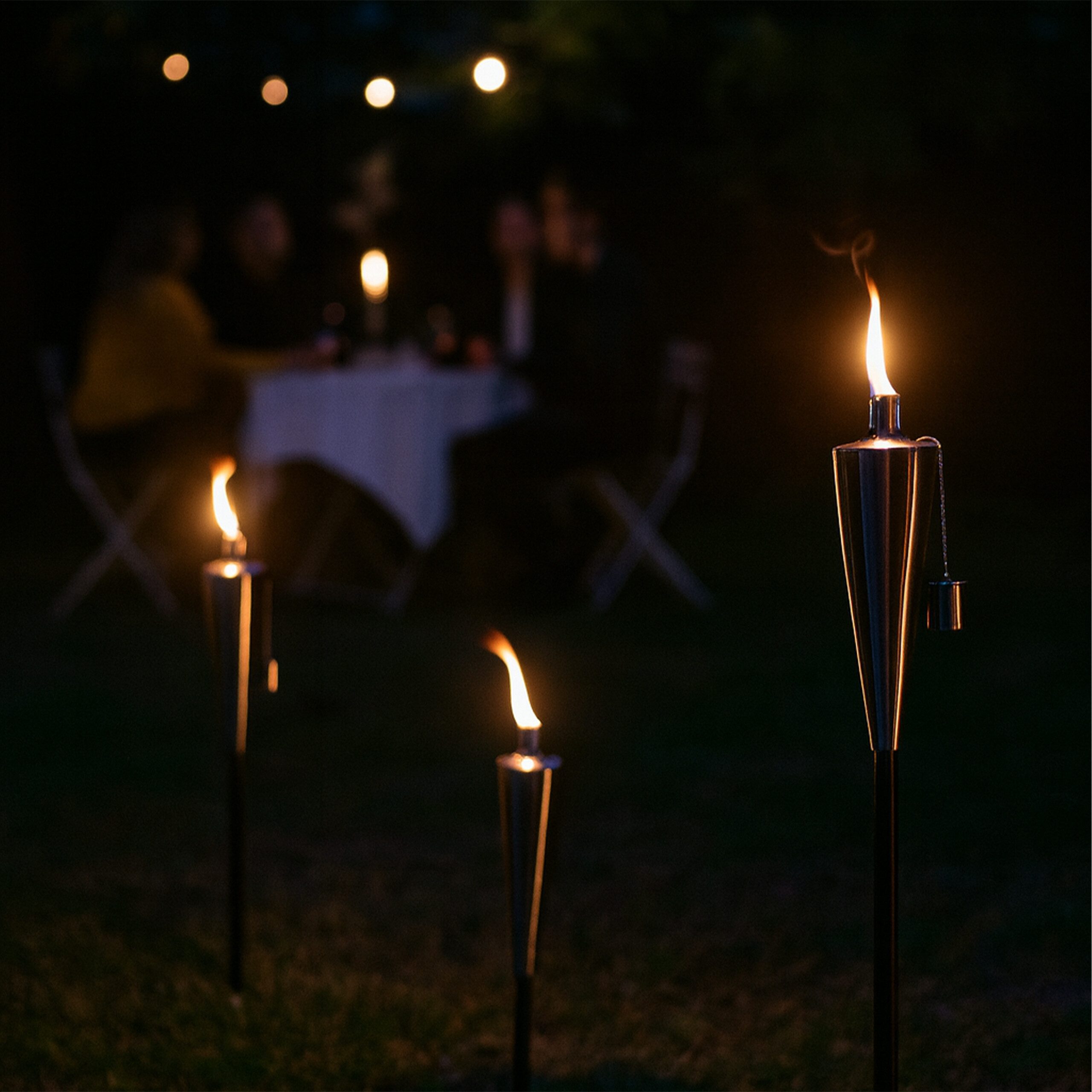 relaxdays Gartenfackel Edelstahl im 3er Set