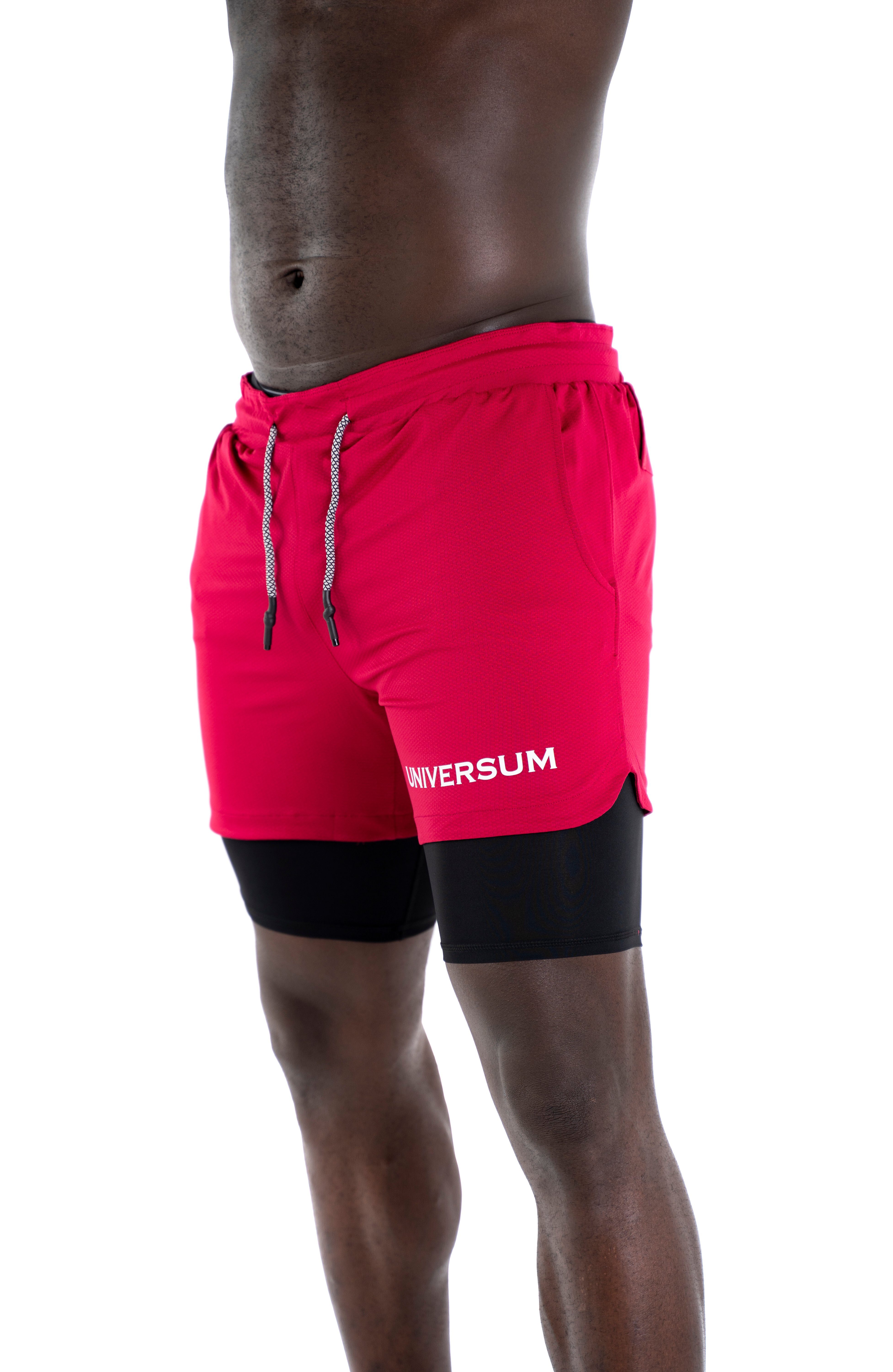 Shorts Unterziehhose mit rot Hose Sportwear funktioneller versteckter Kurze Handytasche Universum Sporthose mit