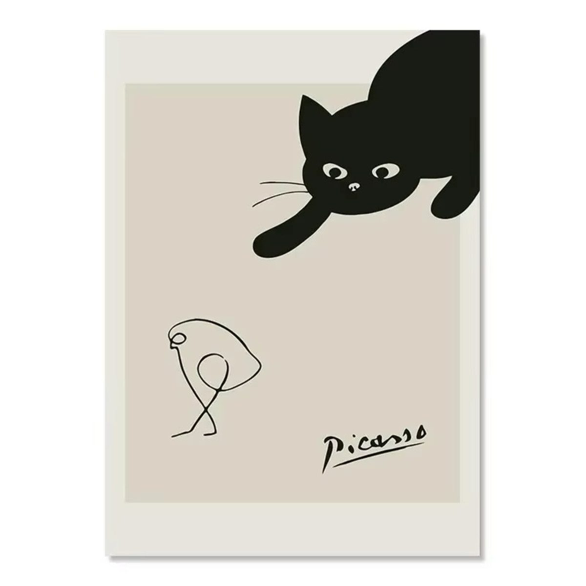 TPFLiving Kunstdruck (OHNE RAHMEN) Poster - Leinwand - Wandbild, Moderne abstrakte Pablo Picasso Ausstellung Schwarz-Weiß-Leinwand (Leinwandbild XXL), Farben: Schwarz, Weiß, Grau, Beige - Größe: 30x40cm