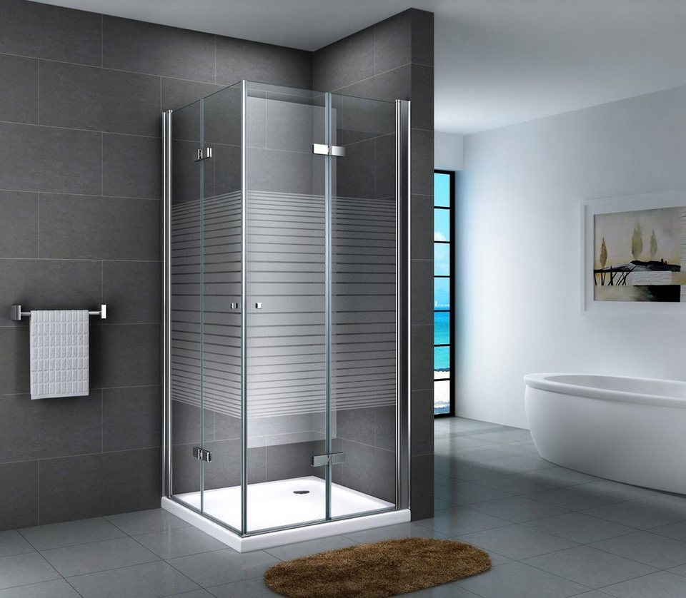 80 x 80 cm Duschkabine Eckeinstieg Duschwand Duschabtrennung Dusche NANO Falttür