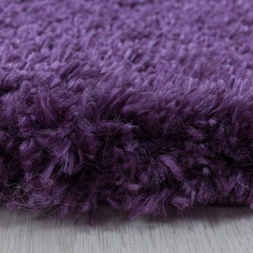 Teppich Unicolor - Einfarbig, HomebyHome, Rund, Höhe: 30 mm, Runder Teppich Wohnzimmer Einfarbig Shaggy versch. farben und größen