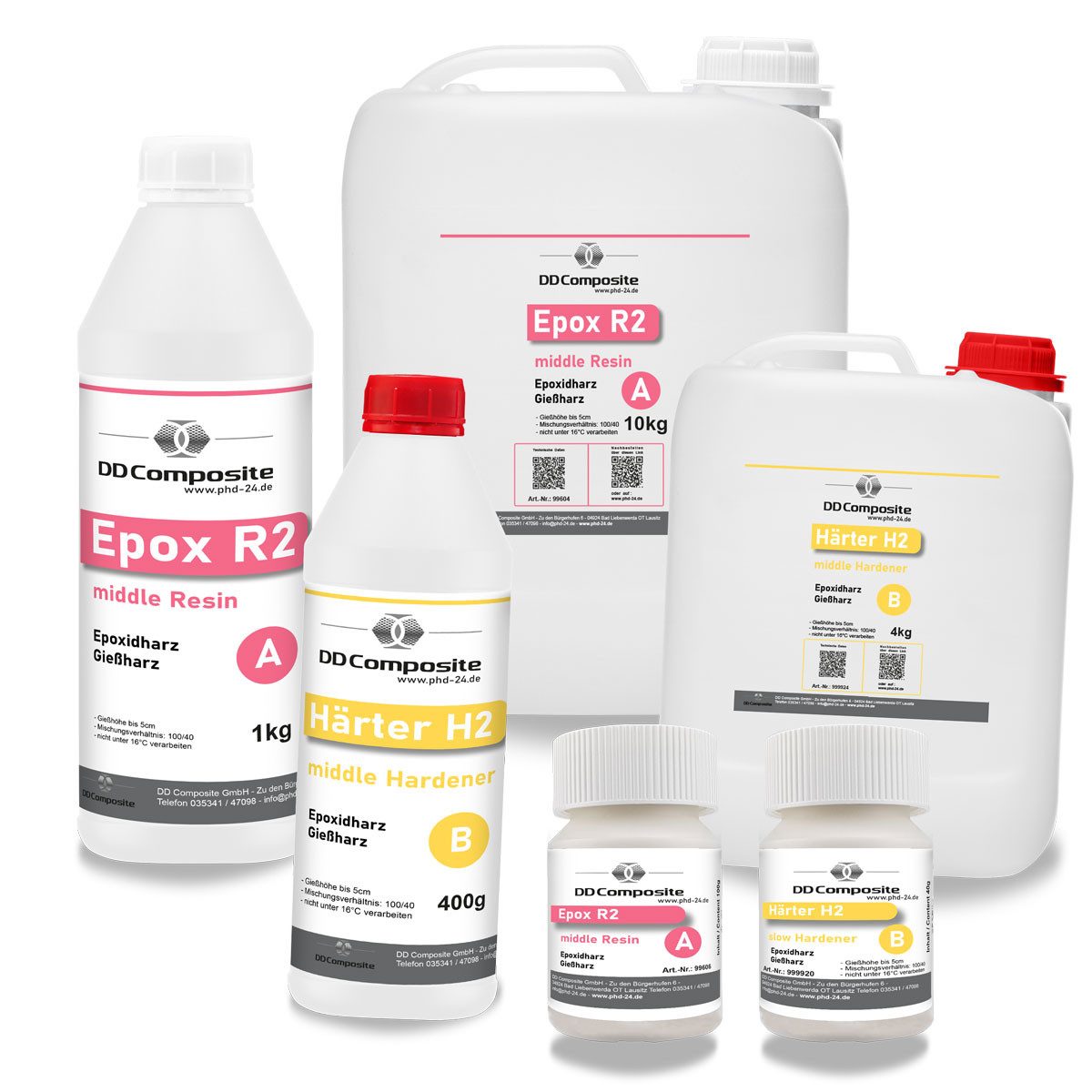 DD Composite Epoxidharz 140g Epox R2 + Härter H2 middle bis 5cm