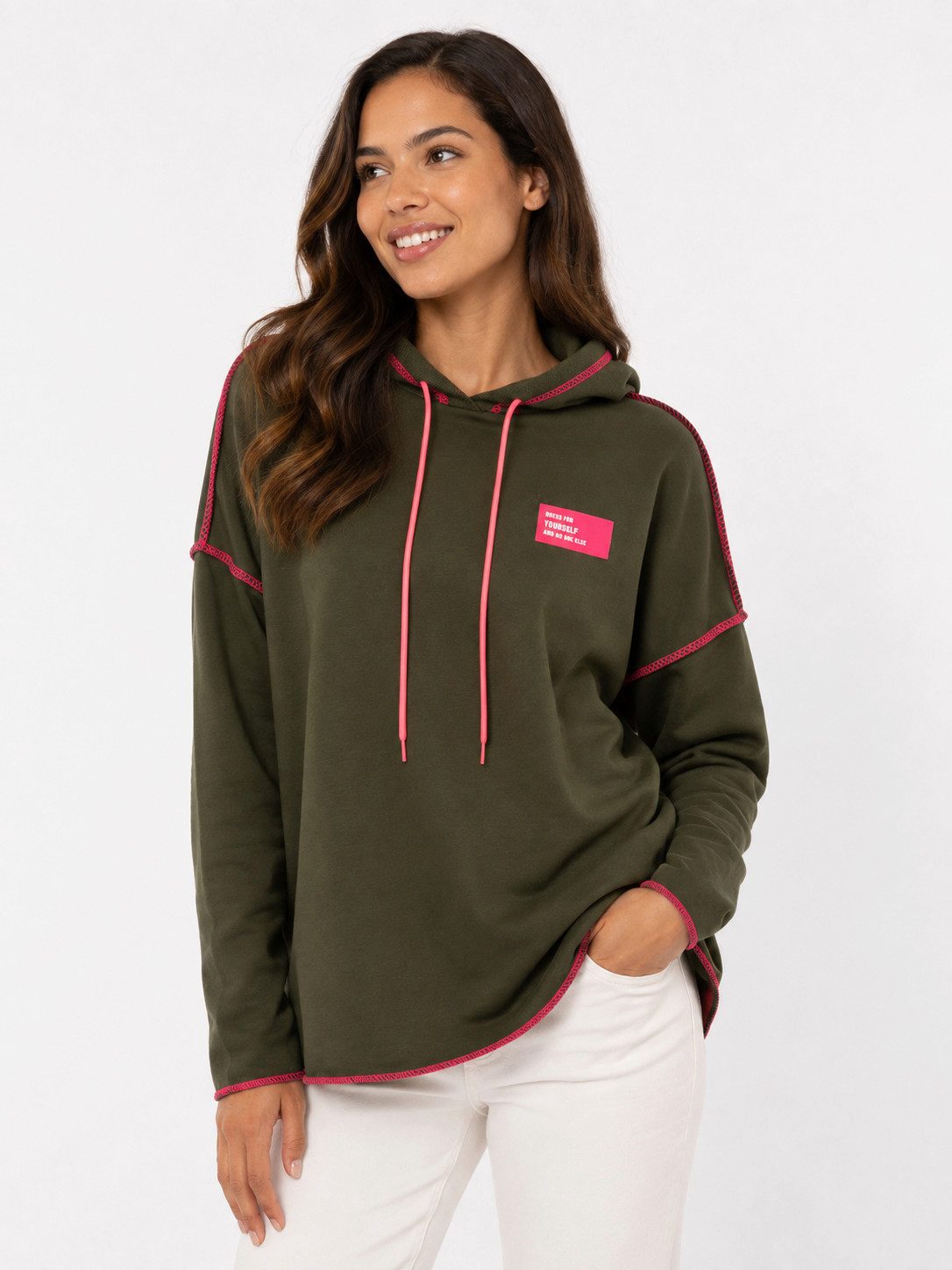 Zwillingsherz Hoodie Neon Streifen & Patch
