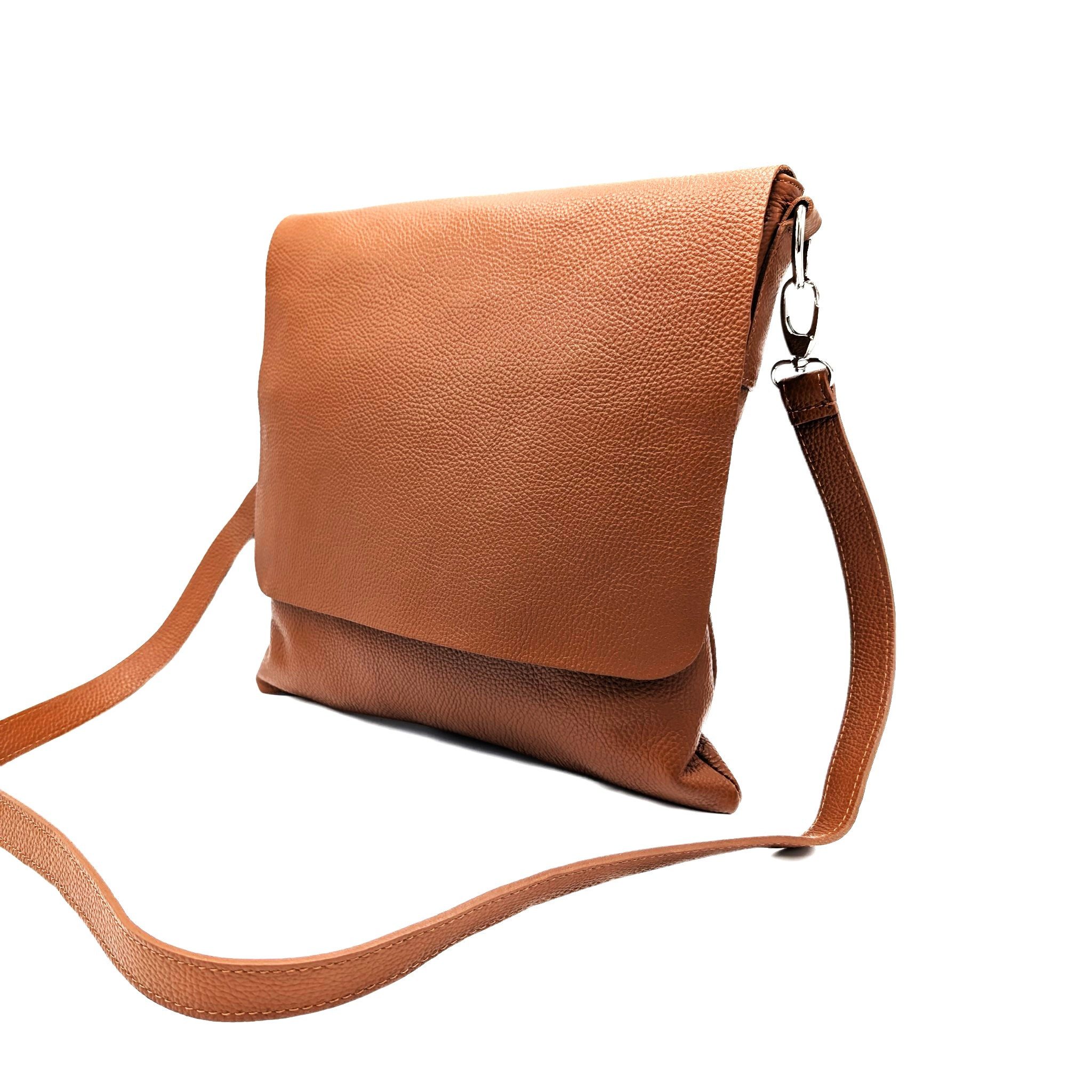 Taschenkinder Umhängetasche Echtleder Crossbody Überschlagtasche, 100% Echtes Leder