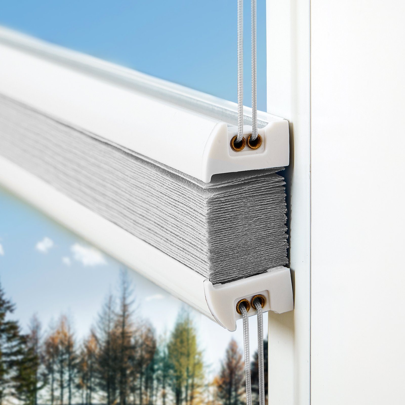 OUBO Plissee Ohne Bohren klemmfix Weiß, Klemmträger, Easyfix Faltrollo mit günstig online kaufen