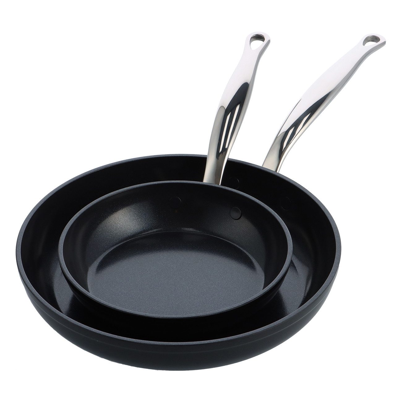 GREENPAN Bratpfanne Barcelona Pro Bratpfannenset 20+28cm schwarz Keramik Antihaft, Aluminium, Kratzfest, Keramik, alle Herdarten, Backofengeeignet, Ø 20 & 28 cm