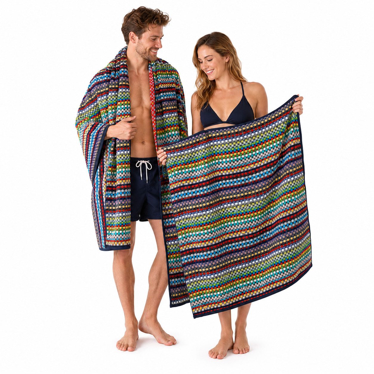 Betz Badetuch XXL Duschtuch Saunatuch Strandtuch 100% Baumwolle Karo BUNT 100x200cm, Baumwolle (1-St)