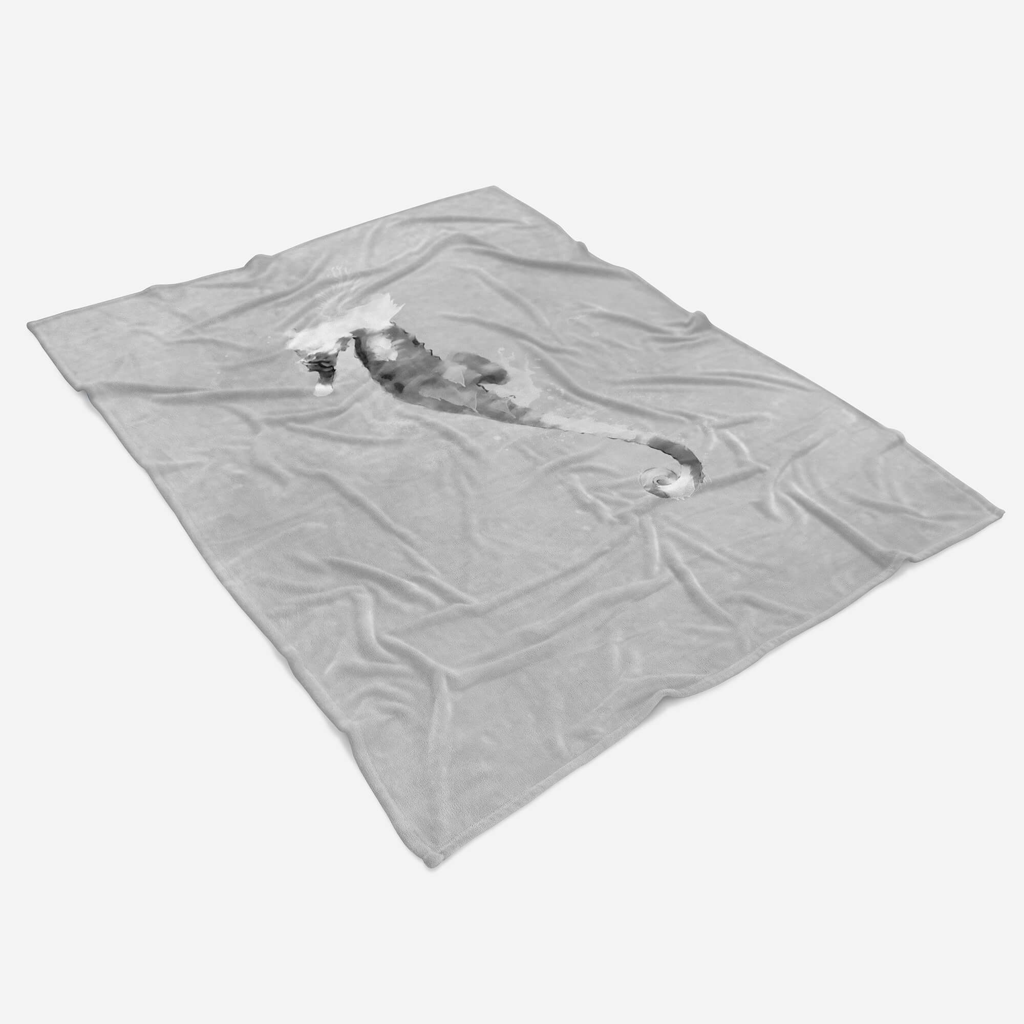 Sinus Motiv, Handtuch Strandhandtuch Handtuch Kuscheldecke (1-St), Grau Saunatuch Seepferdchen Handtücher Baumwolle-Polyester-Mix Art