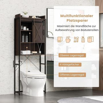 KOMFOTTEU Badregal 4-stöckiger Toilettenschrank, mit Scheunentür