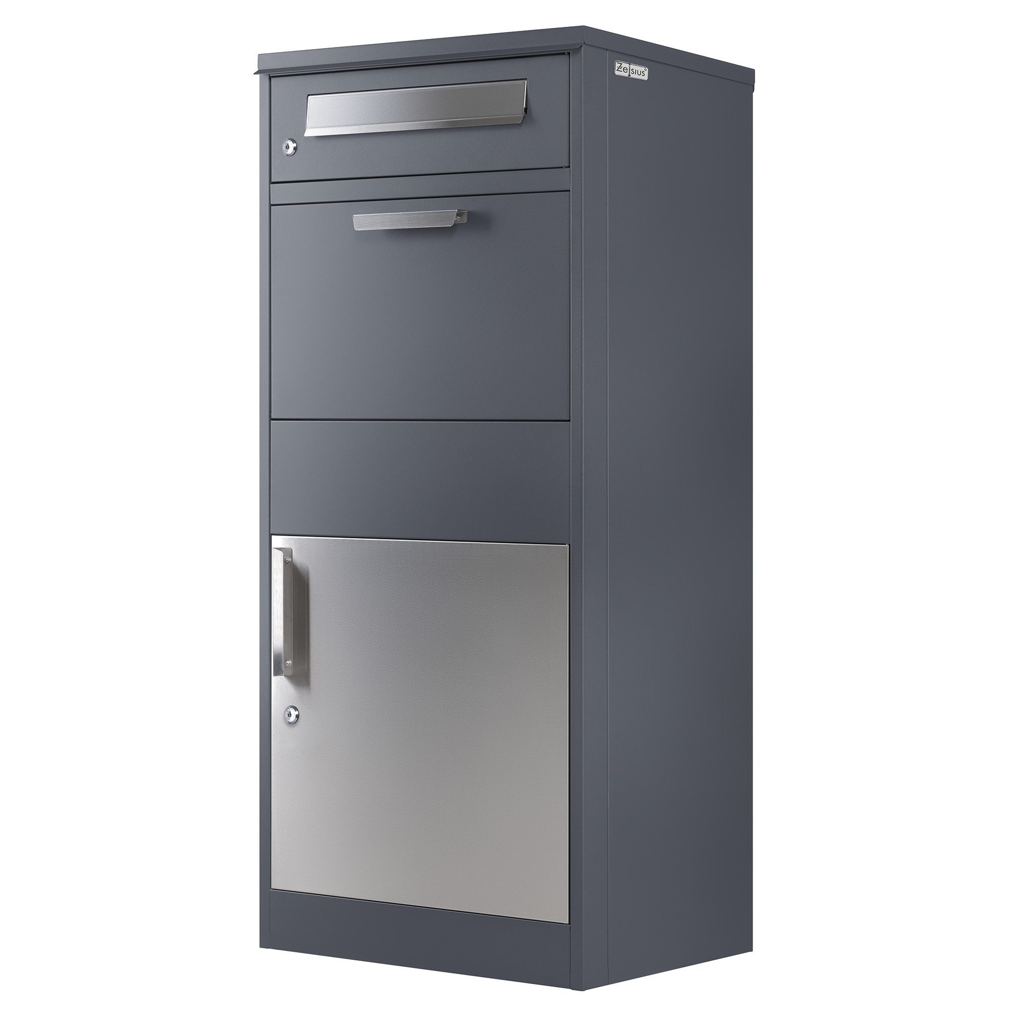 Zelsius Paketbriefkasten RAL7016 Anthrazit mit Edelstahl Elementen, mit Die günstig online kaufen