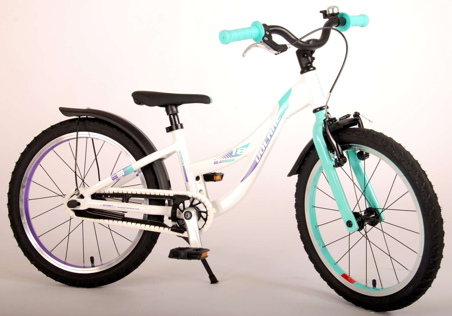 TPFSports Kinderfahrrad Volare Glamour 18 (Mädchen Zoll 18 + Mädchen Laufrad Rutschfeste mit Rücktritt Sicherheitsgriffe), Kinderrad Handbremse, Zoll 1 Fahrrad mit Fahrrad Ständer Kinder - Gang