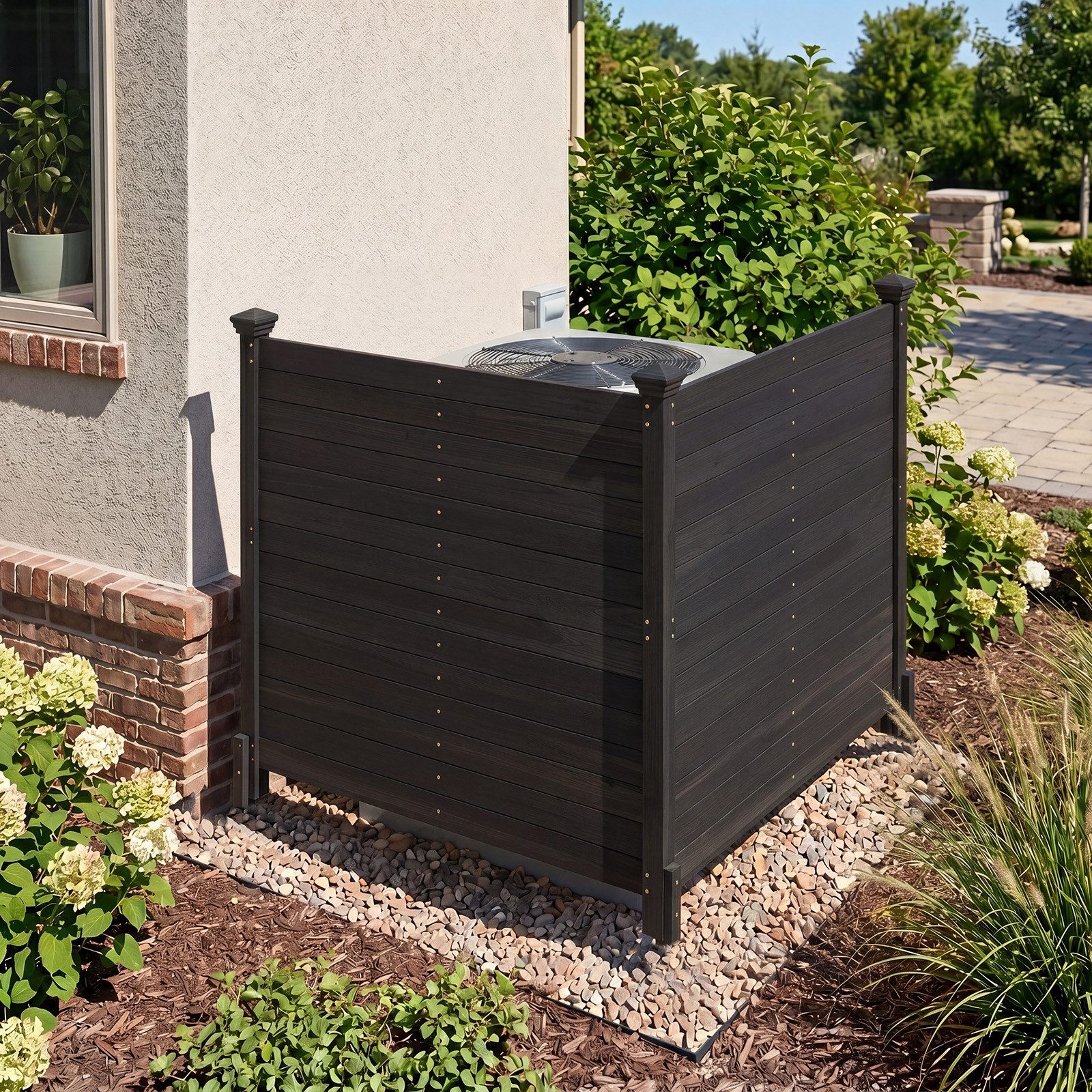 COSTWAY Gartenzaun, (2-St), dekorativer Sichtschutzzaun, Zaun mit 3 Pfosten
