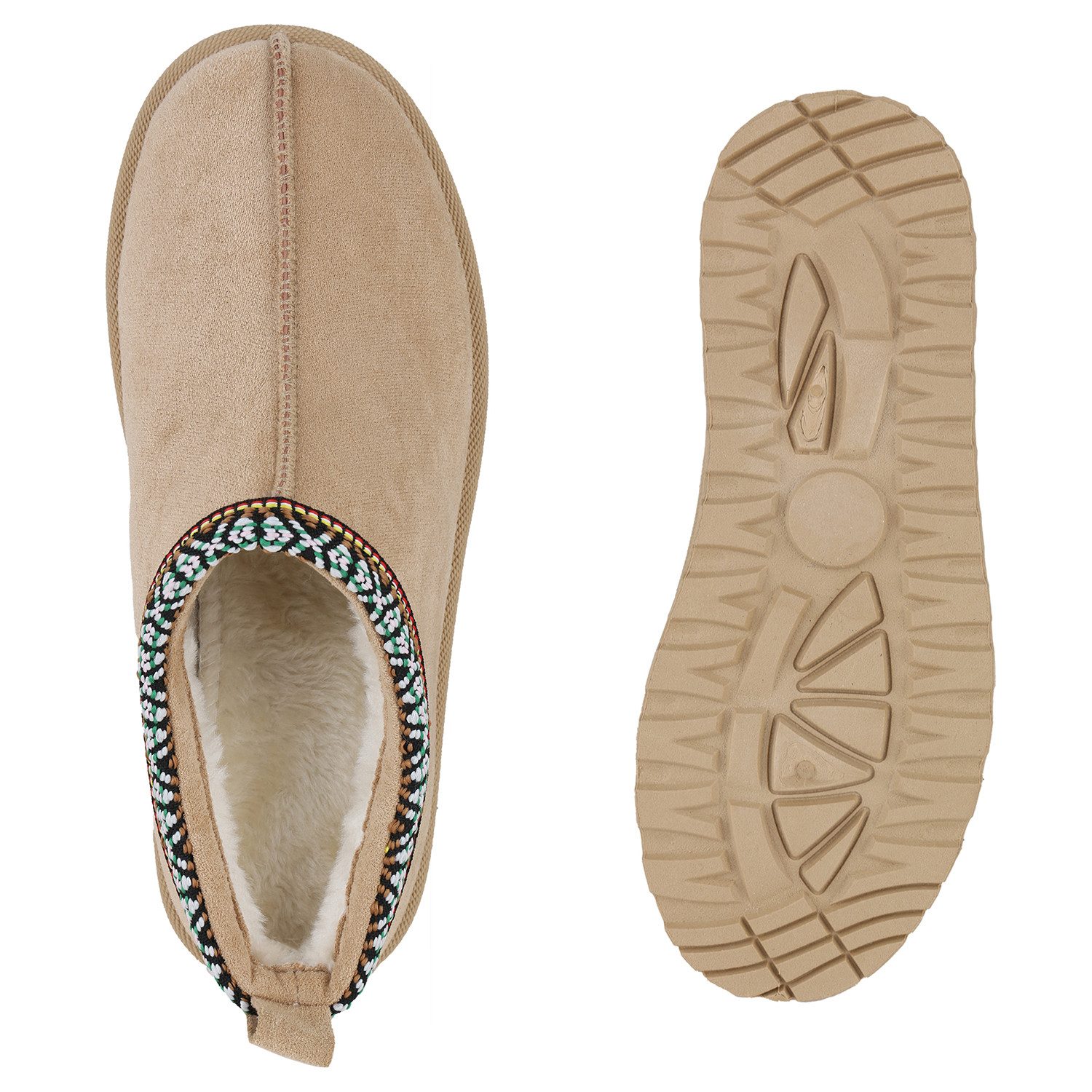 VAN HILL 841495 Hausschuh Damen Warm Gefütterte Pantoffeln Hausschuhe Bequeme Prints