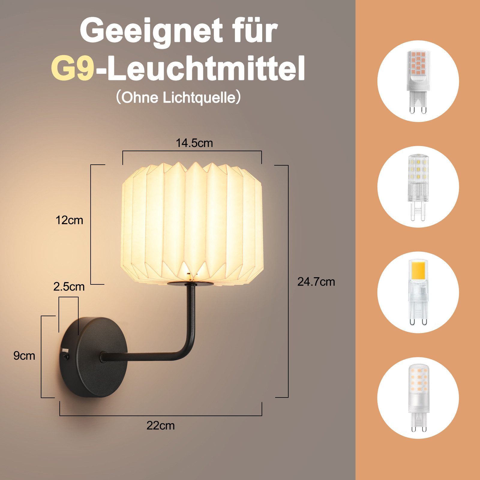 ZMH Wandleuchte 1-Flammig Innen Vintage Origami-Handwerk für Flur & Schlafzimmer, ohne Leuchtmittel