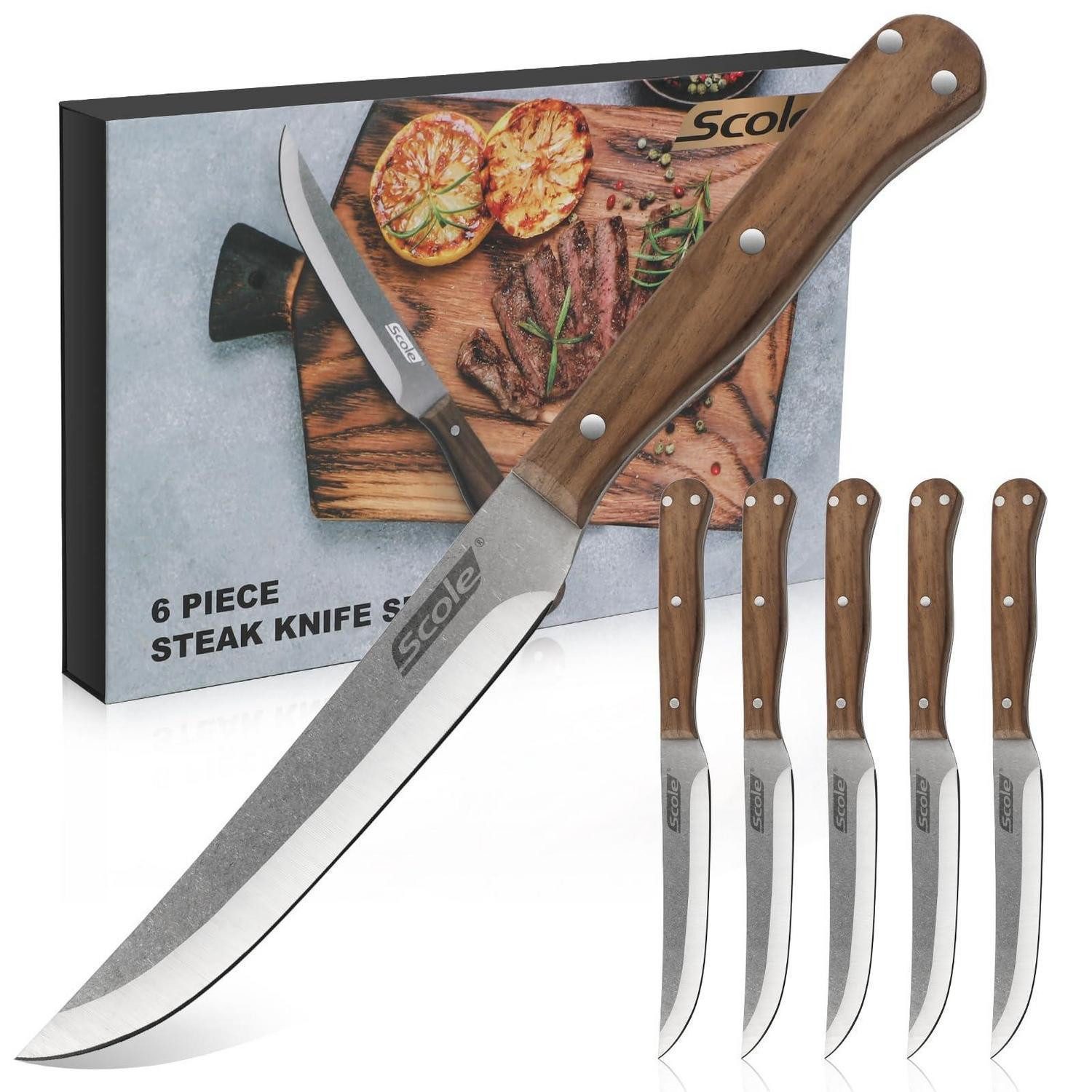 LuxusKollektion Steakmesser Steakmesser Set 6-teilig ergonomisch Holzgriff