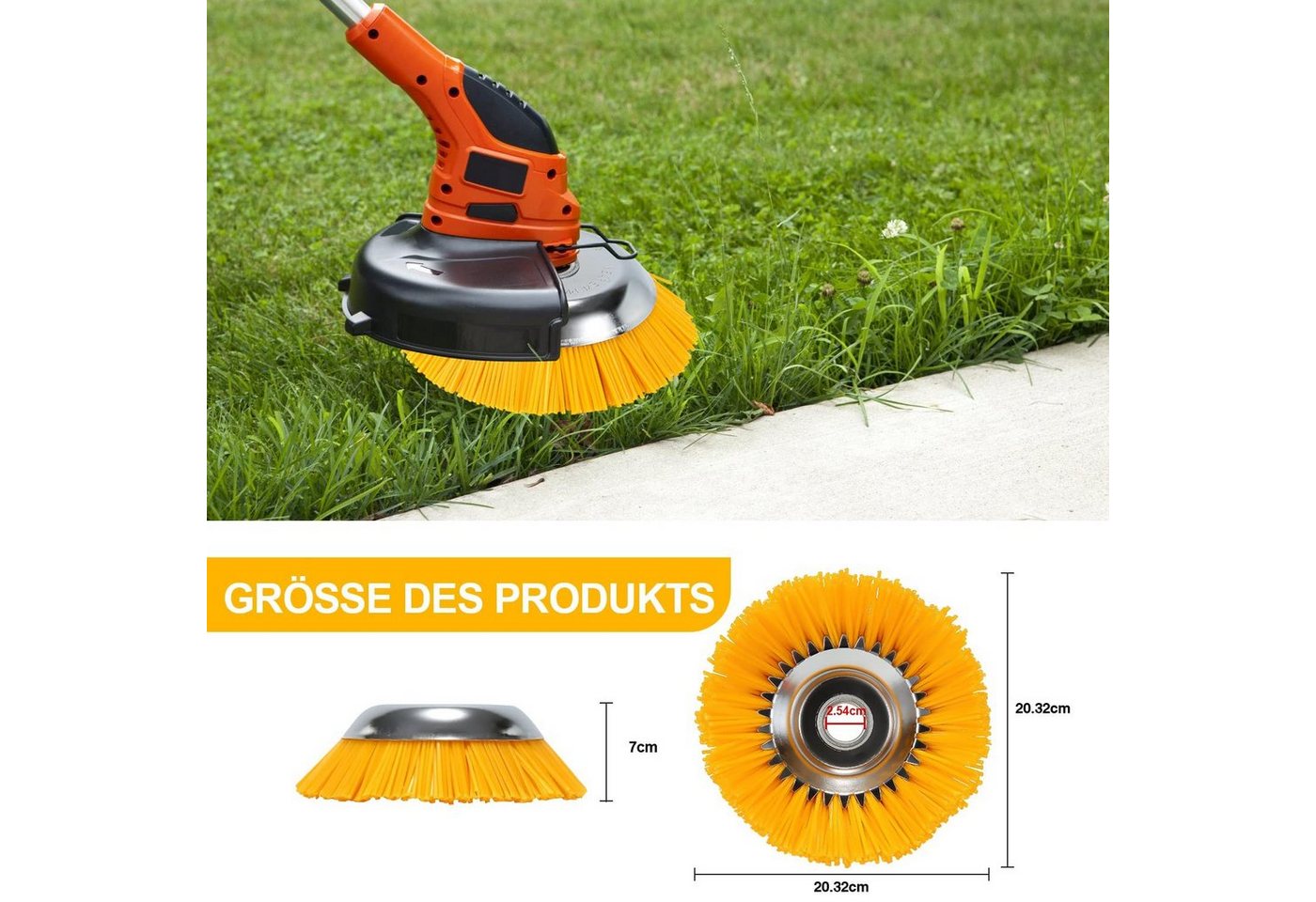 Thumbnail - BlingBin Reinigungsbürste Unkrautbürste für Freischneider Nylon, 8 Zoll Wildkrautbürste, Tennisplatz, Golfschläger, (1er...