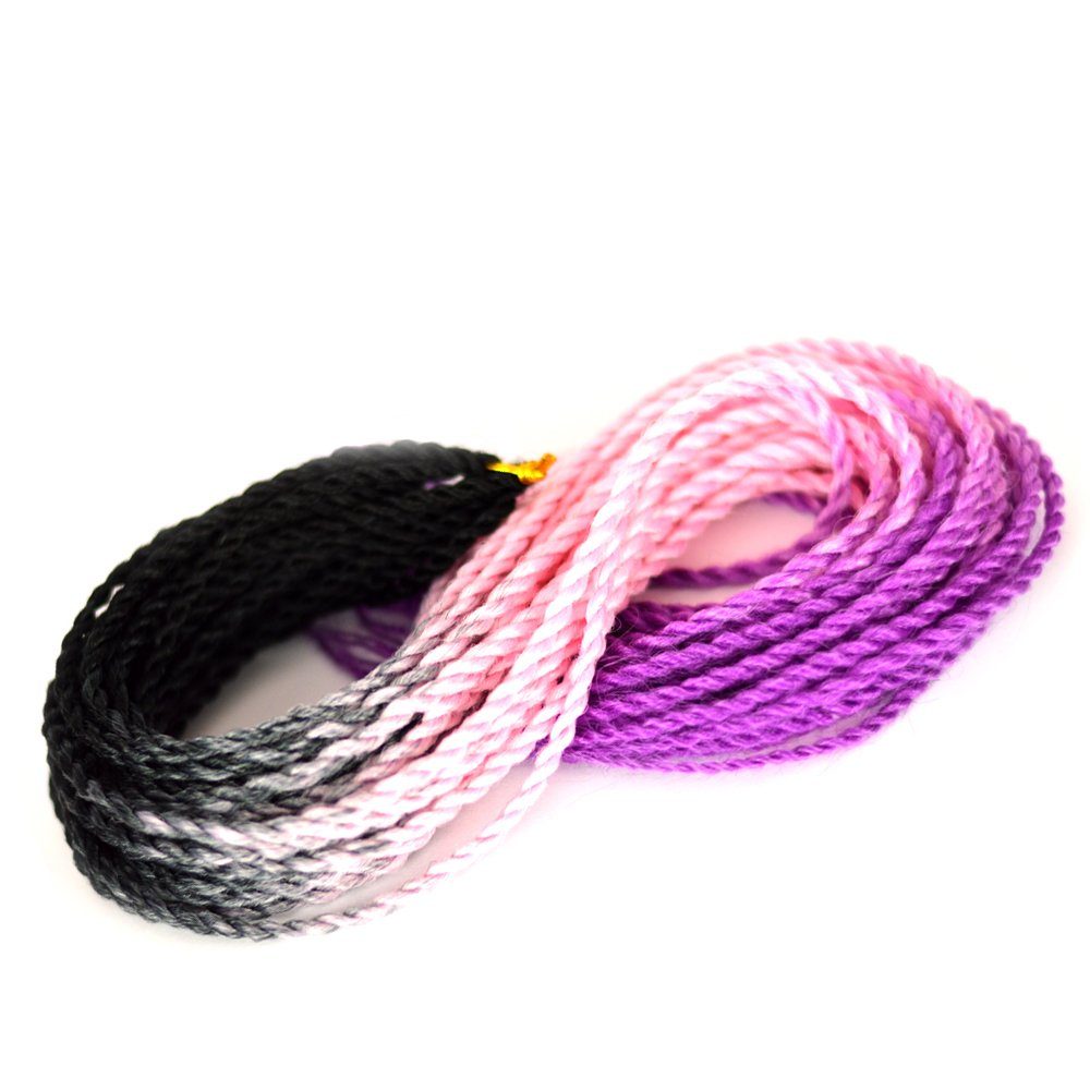BRAIDS! Pack Schwarz-Hellrosa-Helles MyBraids Ombre Twist 27-SY Purpur 3er YOUR Senegalese Crochet Kunsthaar-Extension Braids Zöpfe