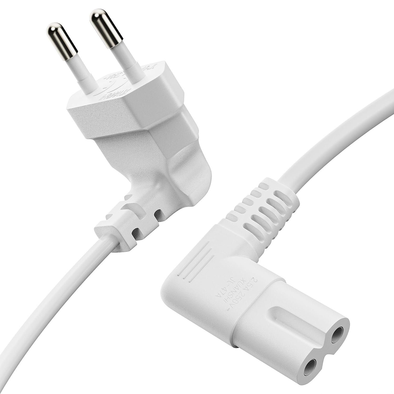 conecto conecto Strom-Kabel, Euro-Stecker 90° auf C7 IEC-Buchse 90°, Euro-Ne Stromkabel, (100 cm) weiß