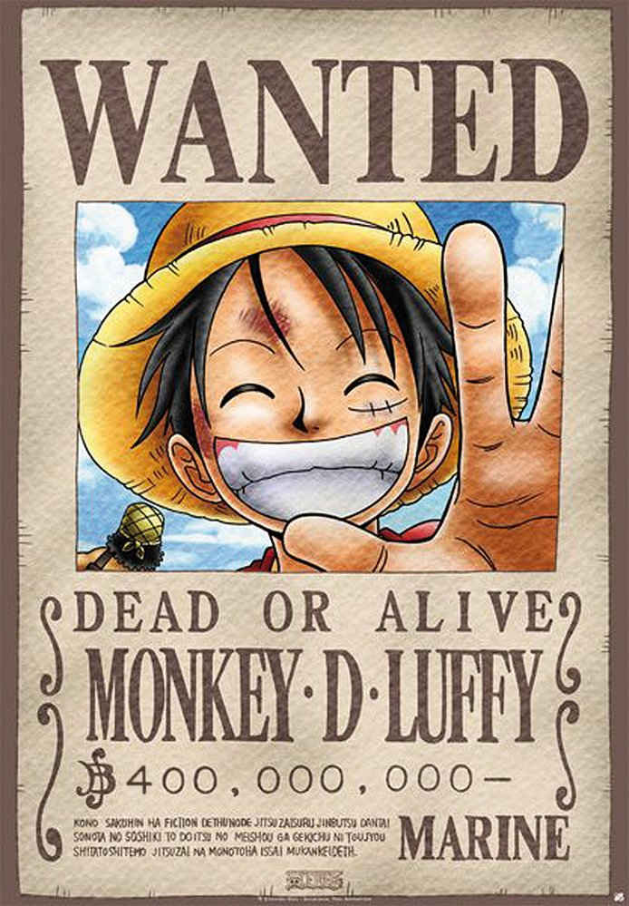 Close Up Poster One Piece Poster Wanted Monkey D. Luffy 68 x 98 cm