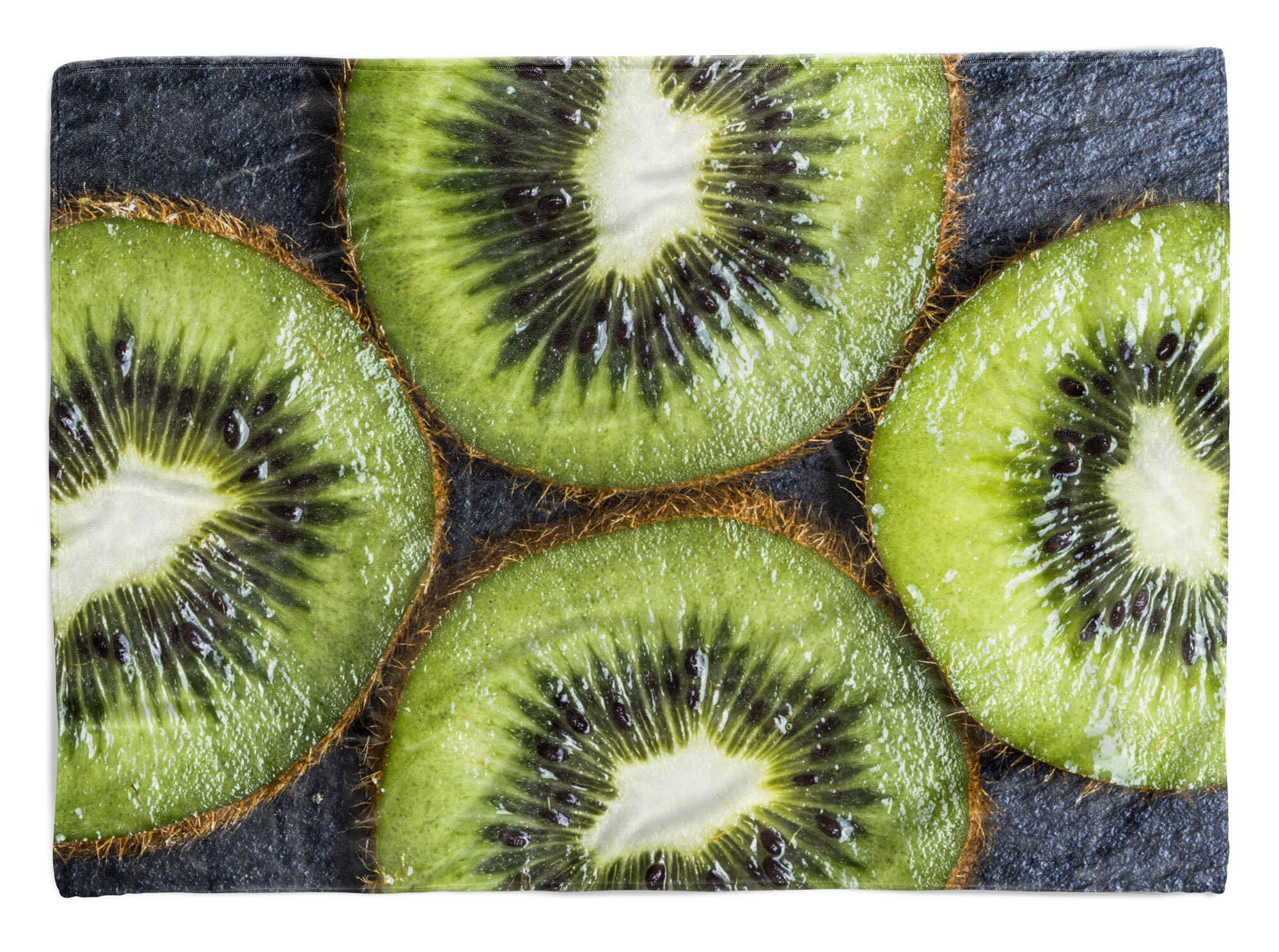 Sinus Art Handtücher Handtuch Strandhandtuch Saunatuch Kuscheldecke mit Fotomotiv Kiwi grüne Frucht, Baumwolle-Polyester-Mix (1-St), Handtuch