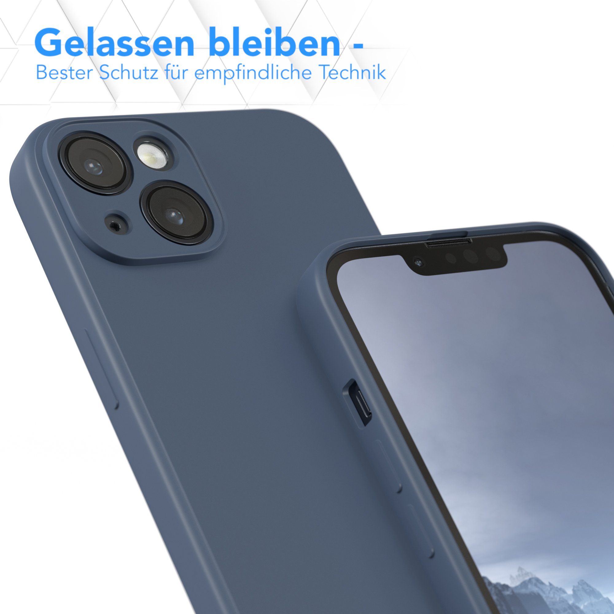 EAZY CASE Handyhülle für Apple iPhone 14 Hülle Silikon 6,1 Zoll, Handy Softcase mattierte Silikonhülle Back Cover Soft Blau / Petrol – Bild 4 von 5