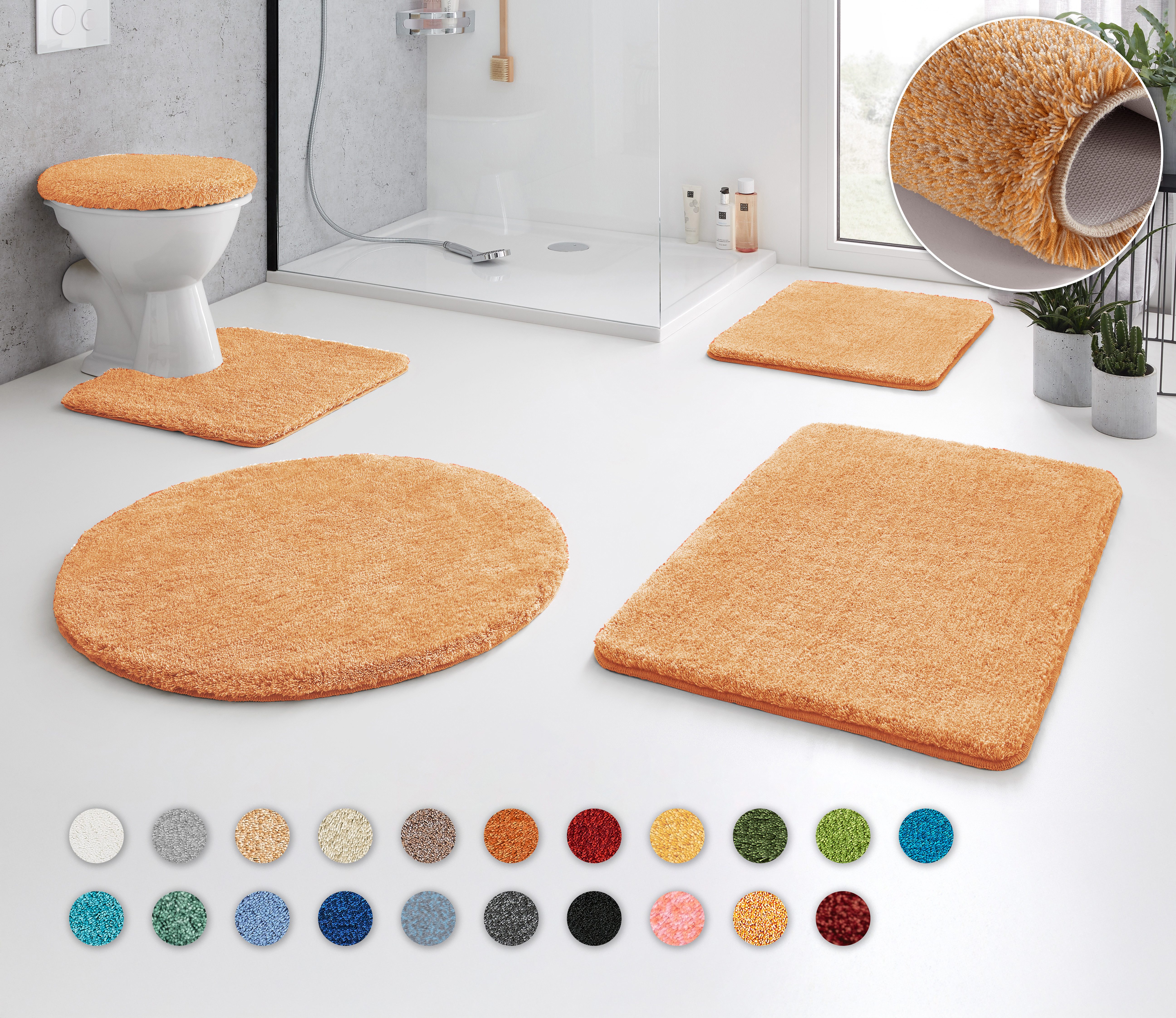 Kleine Wolke Badematte RELAX, Badvorleger, Badezimmer Teppich, Höhe 30 mm, rutschhemmend beschichtet, fußbodenheizungsgeeignet, Polyacryl, quadratisch, 2er-Set 50x50 cm / 55x85 cm, Badteppich, meliert, rechteckig, rund & als Set erhältlich