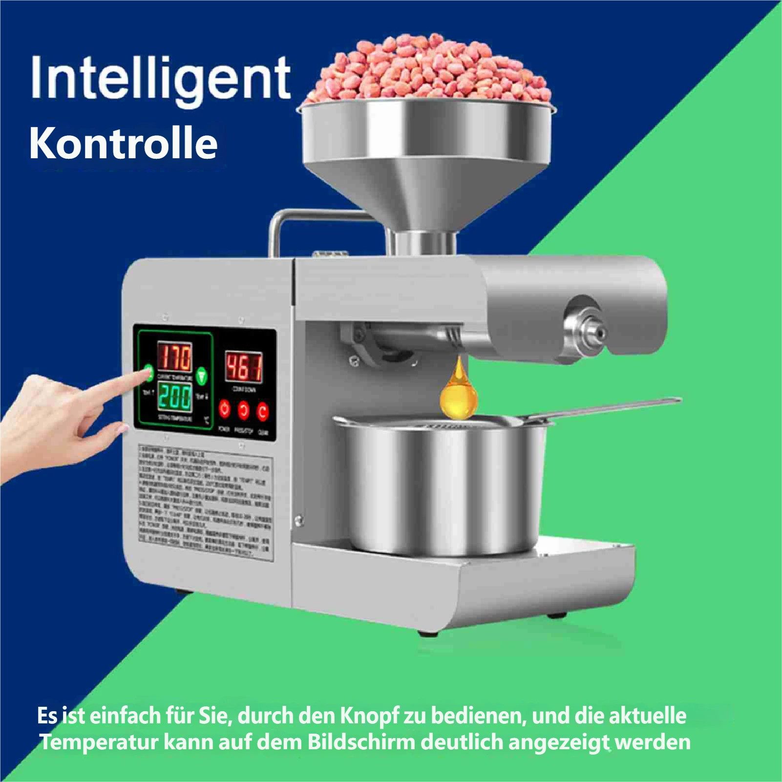 GARRYFIZH Ölpresse Ölpresse Elektrische Ölpresse Ölpresse Maschine, Edelstahl, Edelstahlmaterial, Temperaturanzeige
