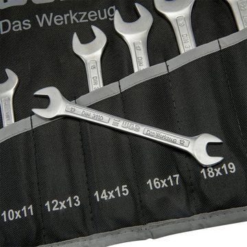 WGB BASIC PLUS Gabelschlüssel »Doppelmaulschlüssel-Satz« (Set, 8 St), 8-tlg, Chrom-Vanadium Stahl verchromt, in Rolltasche