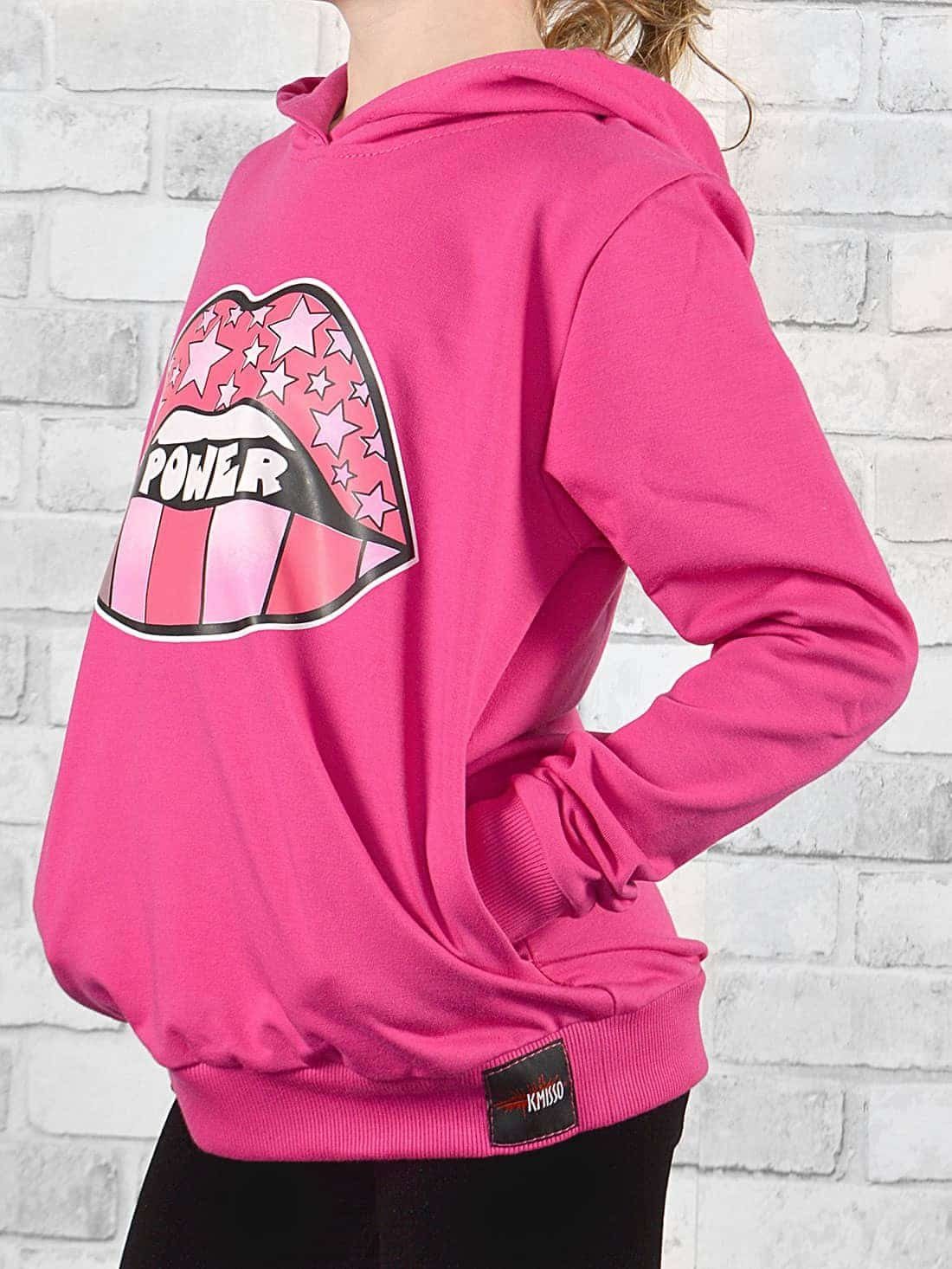 Pullover (1-tlg) Mädchen mit Hoodie Print Pink Power mit Stars BEZLIT Kapuze