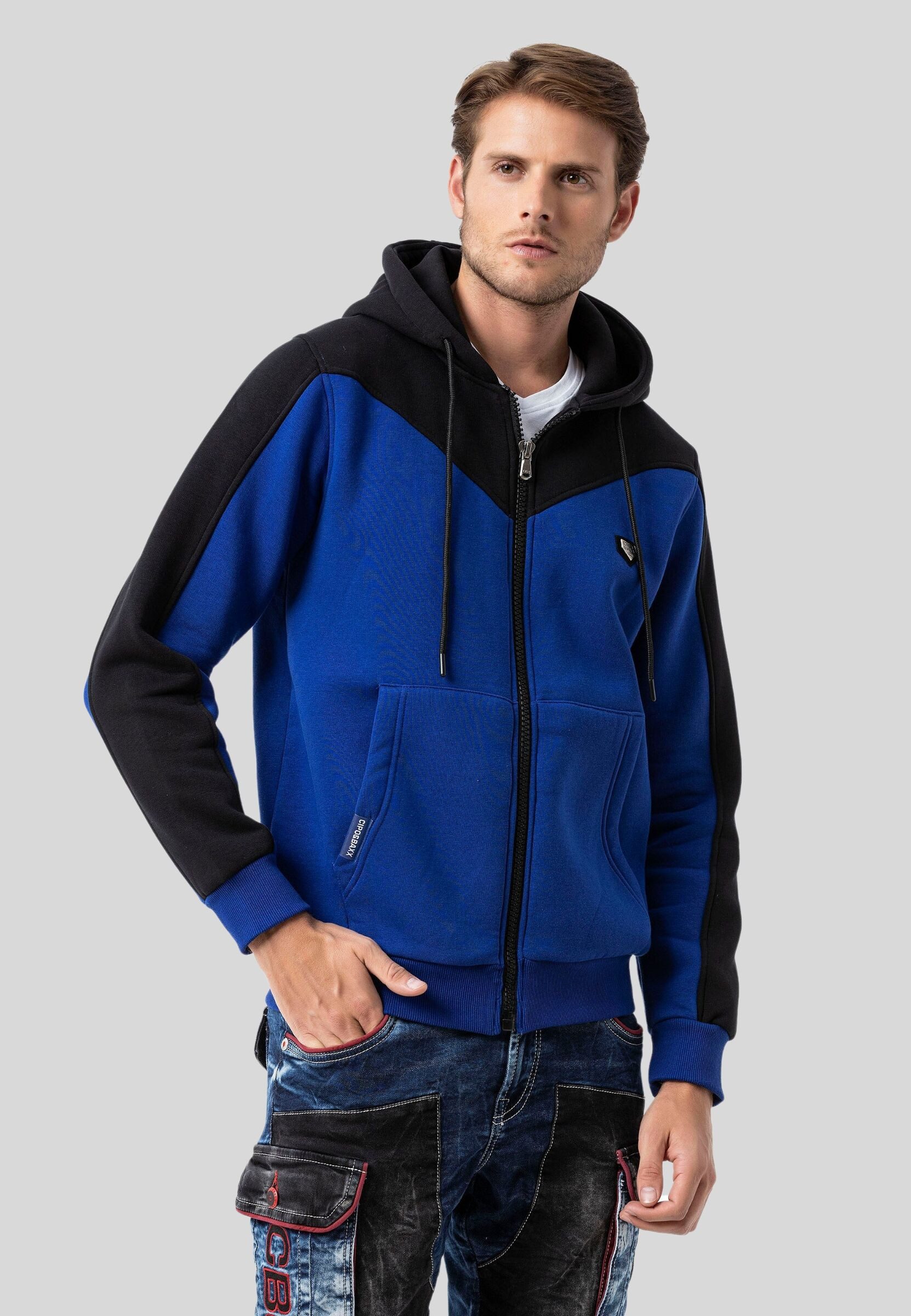Cipo & Baxx Sweatjacke Sweatjacken (1-tlg) im 2-Farben Look