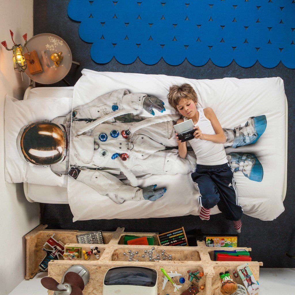 Snurk Kinderbettwäsche Astronaut, Perkal, 2 teilig, Astronaut, Weltall, Weltraum