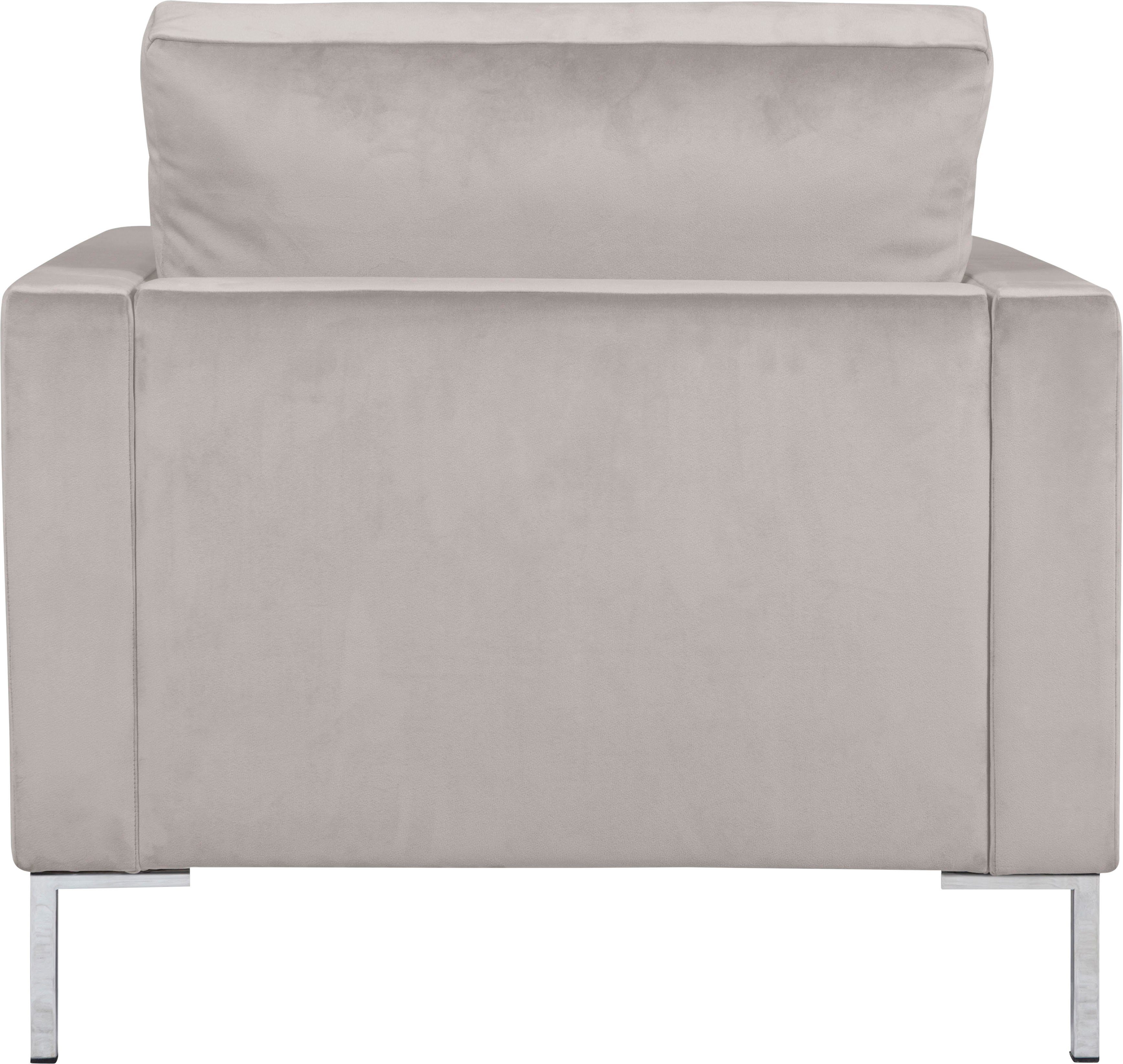 light grey Gerberei Metall-Winkelfüßen Sessel Velina, mit Alte