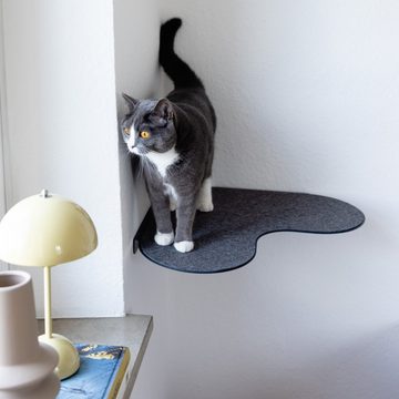 LucyBalu Katzen-Wandregal Katzen Wandliege mit Filzauflage für Ecken in der Katzen Kletterwand