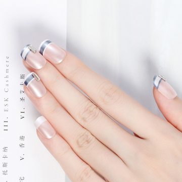 HYTIREBY Kunstfingernägel Kurze künstliche Maniküre, enthält Nagelkleber, Nagelfeile, rosa, SET 24-tlg., zum aufkleben Künstliche Fingernägel und False Nail Tips