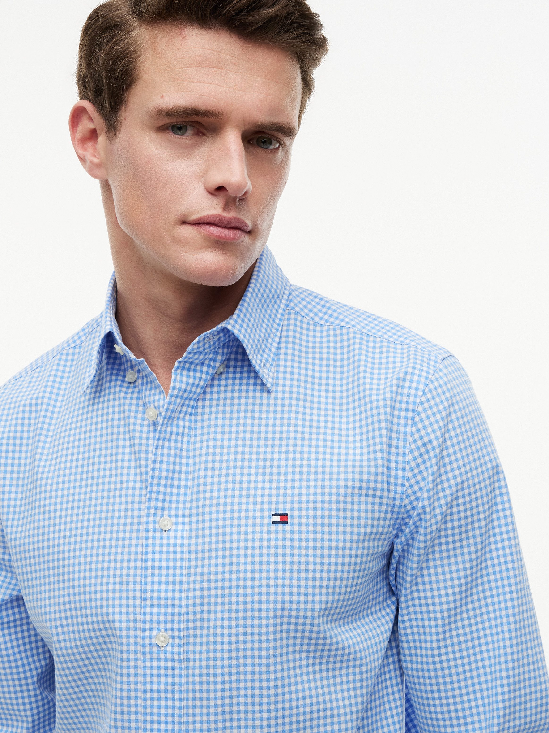 Tommy Hilfiger Langarmhemd FLEX POPLIN GINGHAM SHIRT Regular Fit Flex Cotton Gingham