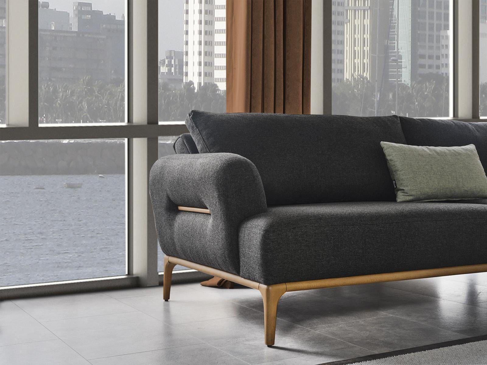 Sofa Sofa Europe 1 Made Grau, JVmoebel Teile, Modern Sofas Polyester Stoff Design 4 Sitzer in Viersitzer