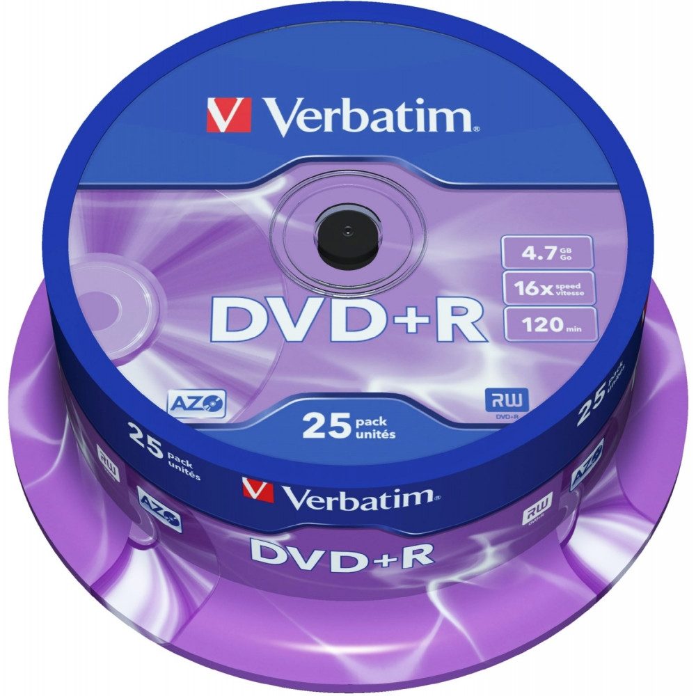 Verbatim DVD-Rohling Verbatim DVD+R 4.7GB 16x Cakebox (25 Disc) Rohlinge