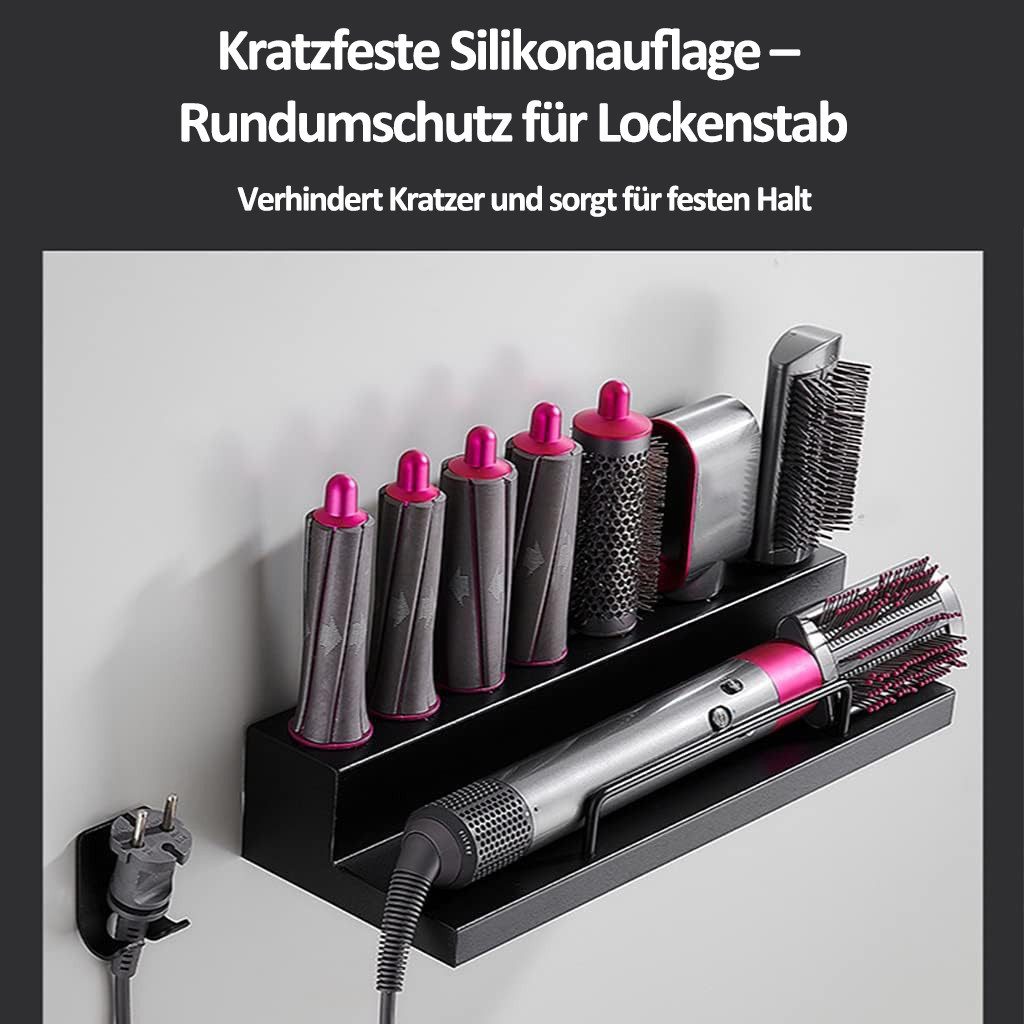 MOPUEA Haartrocknerhalter und Glätteisenhalter Multifunktionale Wandhalterung für Haarstylinggeräte,kein Bohren nötig, (Aufbewahrungsregal-Set für Lockenstab, G – Bild 5 von 5
