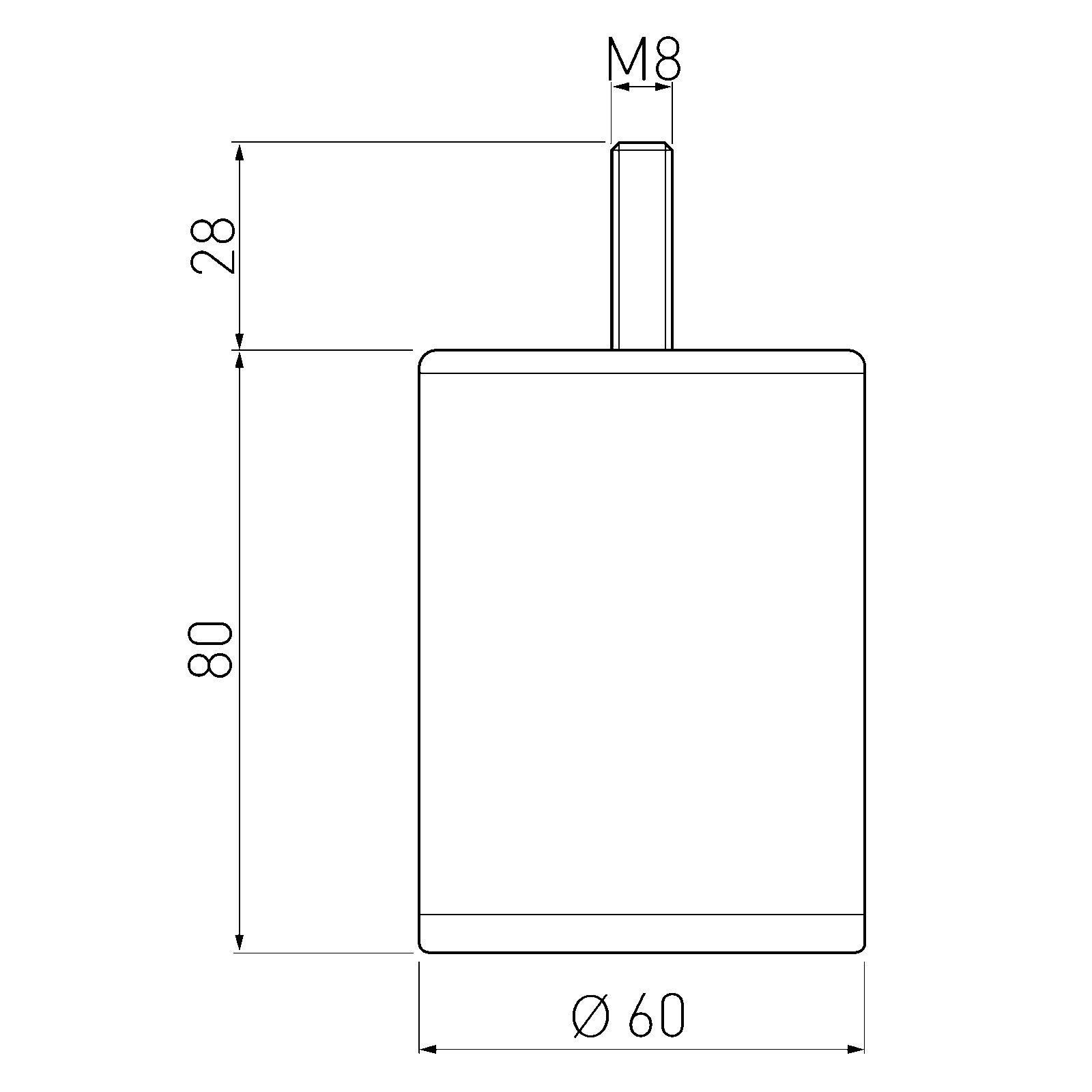 SO-TECH® Möbelfuß UNIFORM mit M8-Gewinde Höhen: 80-150 mm Chrom poliert