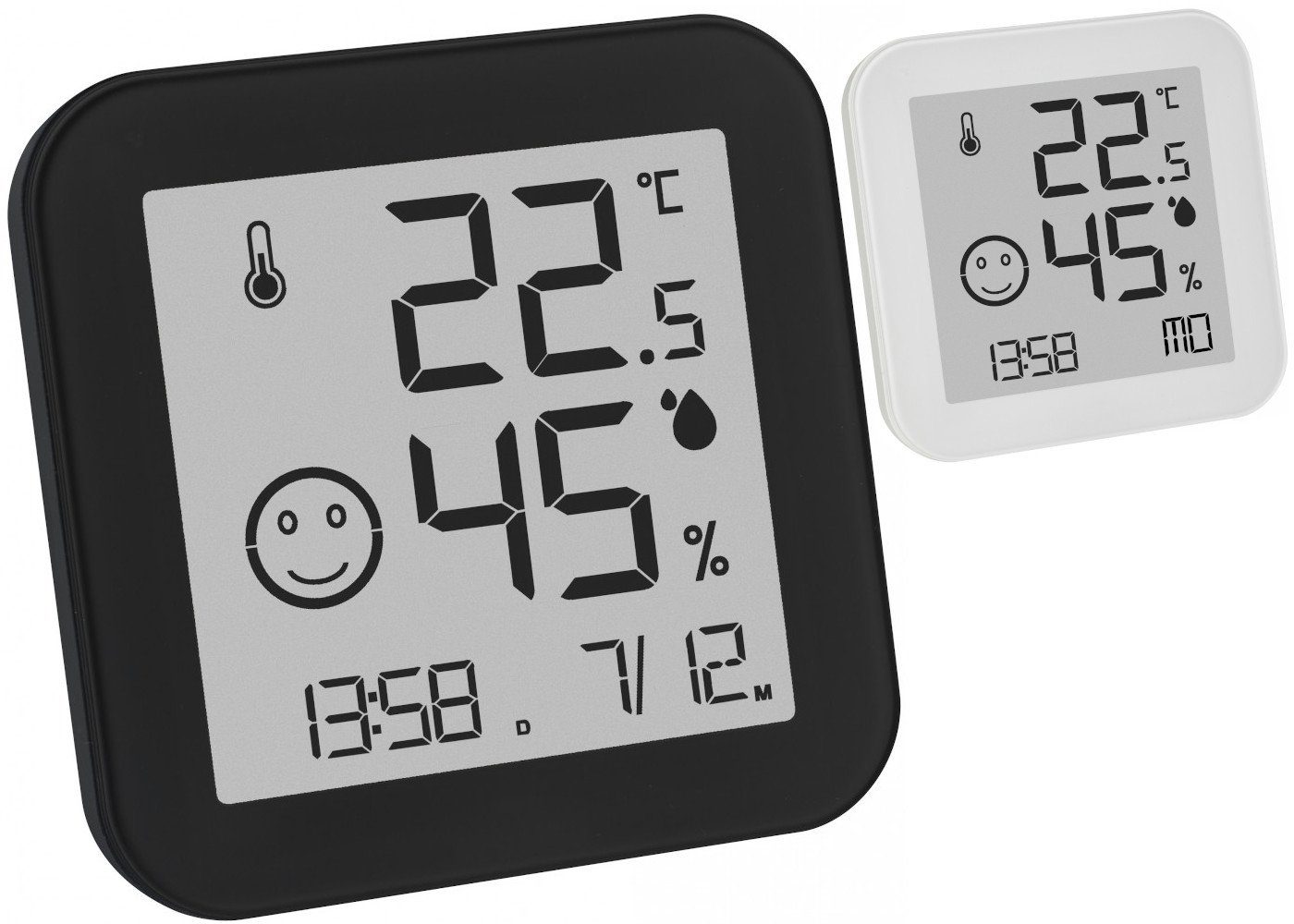 TFA Dostmann Raumthermometer Digitales Thermo-Hygrometer TFA 30.5054 Black & White Komfortzone weiss