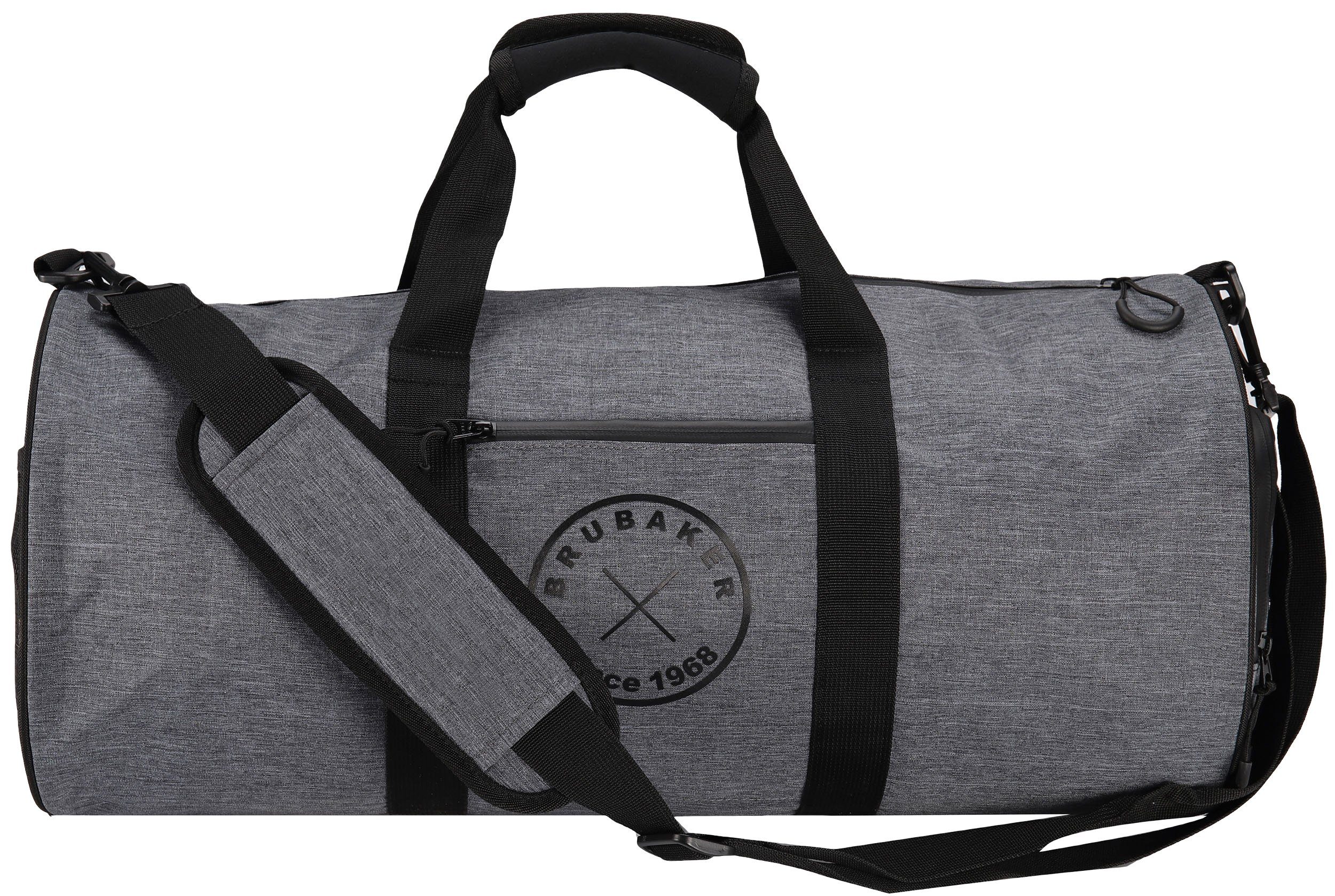 BRUBAKER Sporttasche Unisex Duffle Bag Trainingstasche Grau (1-tlg., wasserabweisend, Duffelbag), 27 l Fitnesstasche mit Schuhfach und Nassfach, Reisetasche Duffel Bag