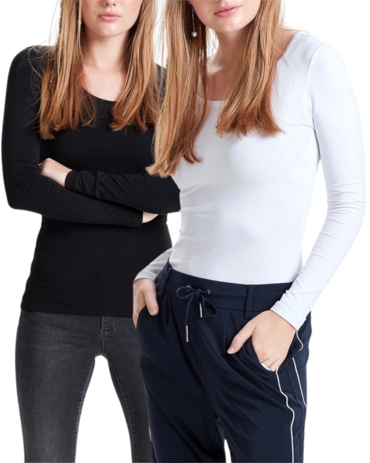 ONLY Langarmshirt Basic Shirt im 2er-Set günstig online kaufen