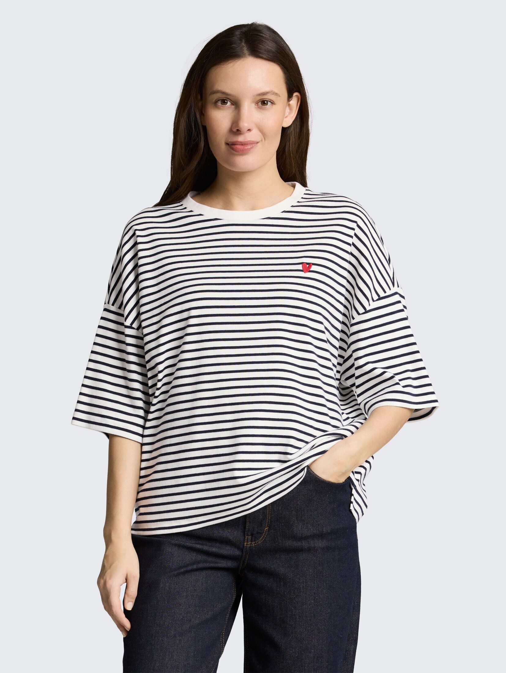 TOM TAILOR T-Shirt T-Shirt Oversize T-Shirt mit Streifenmuster