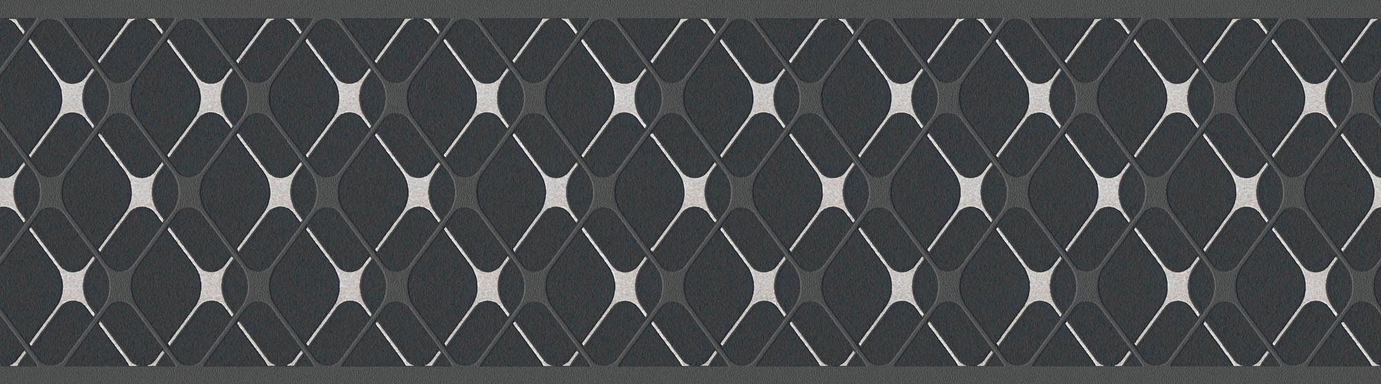 A.S. Création Bordüre Only Borders 11, leicht strukturiert, geometrisch, grafisch, metallic, Tapete Bordüre Geometrische Bordüre Metallic Borte Wohnzimmer Flur